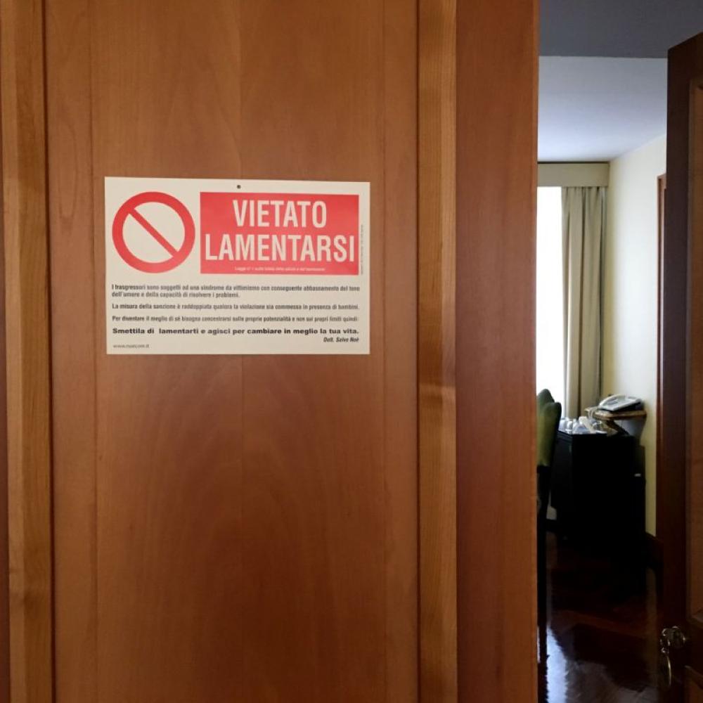 Complaining 'forbidden' says sign on Pope Francis' door