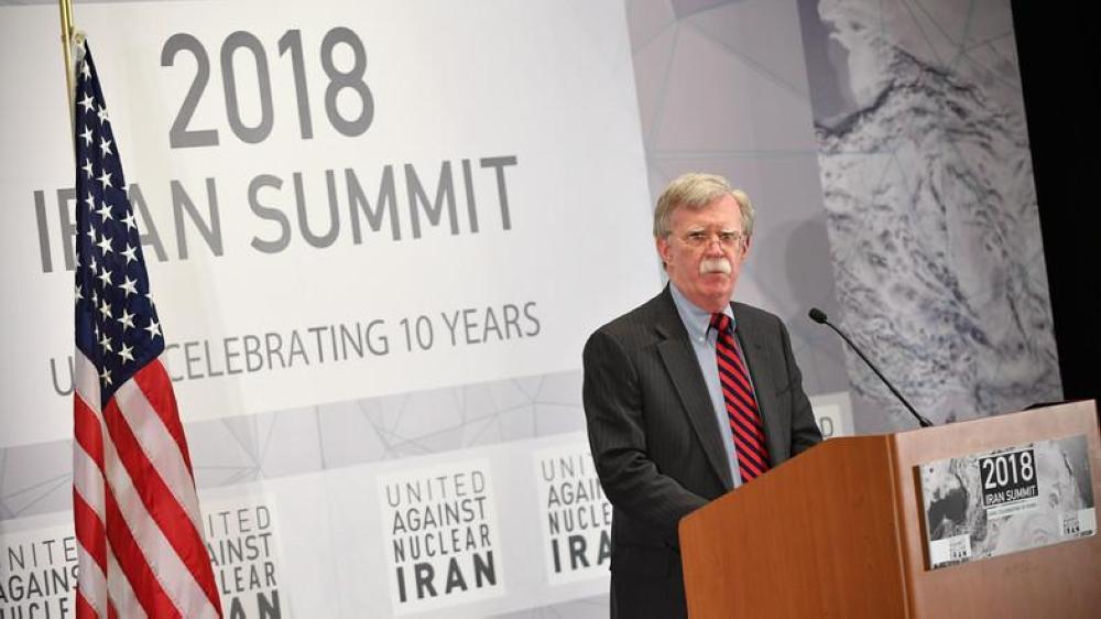 US National Security Adviser John Bolton addressing a summit on Iran on the sidelines of the UN General Assembly in New York on Tuesday