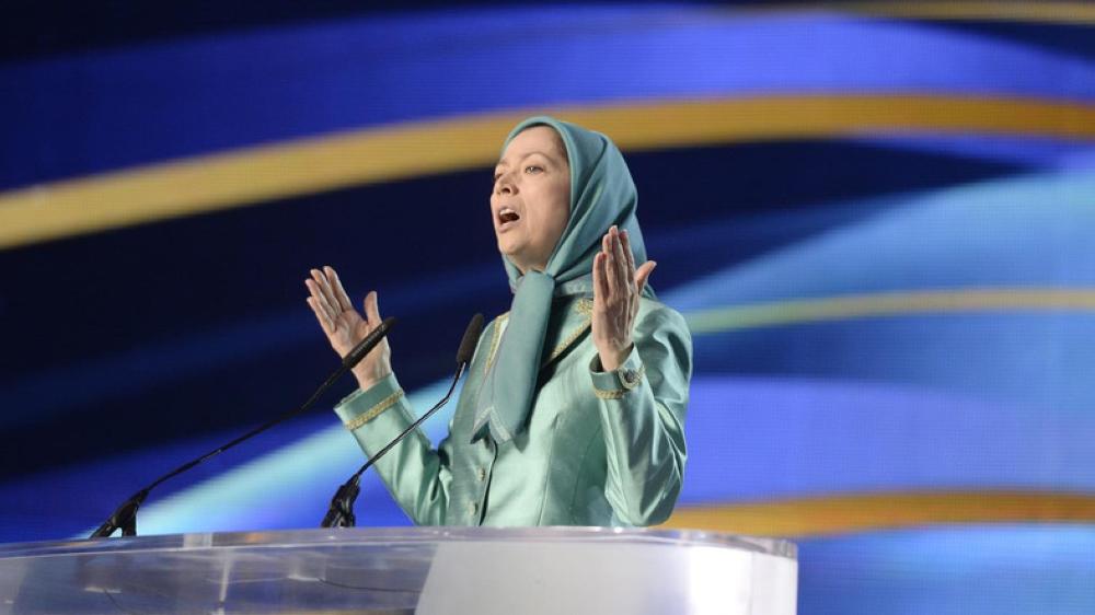 President of the National Council of Resistance of Iran (CNRI) Maryam Rajavi gestures while speaking during the National Council of Resistance of Iran (CNRI) annual meeting in Le Bourget, near Paris. — AFP file photo