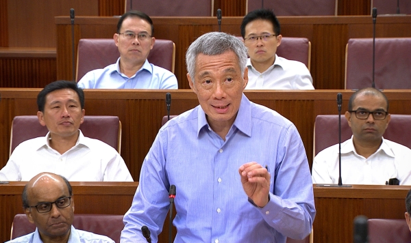 Singapore Prime Minister Lee Hsien Loong speaks at a special sitting of parliament in Singapore on Monday. — Reuters