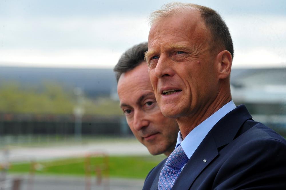 File photo of Fabrice Bregier (left), Airbus President and Chief Executive Officer and Tom Enders, Chief Executive Officer of Airbus Group, at the Airbus headquarters in Toulouse .   — Reuters