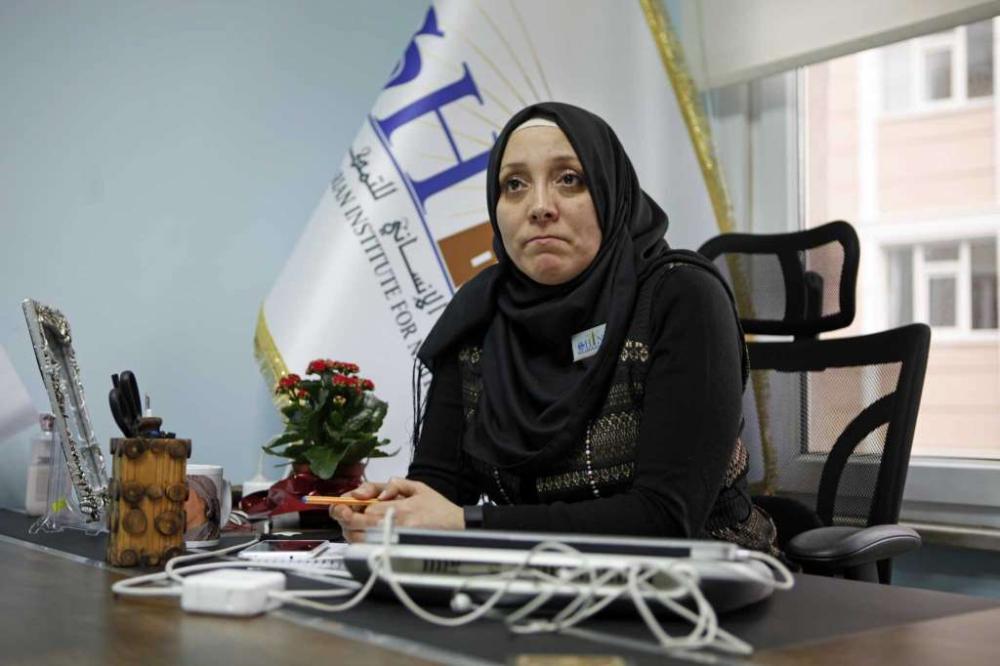In this March 13, 2017 photo, Syrian-American Rania Kisar, talks to the Associated Press, in Istanbul. — AP