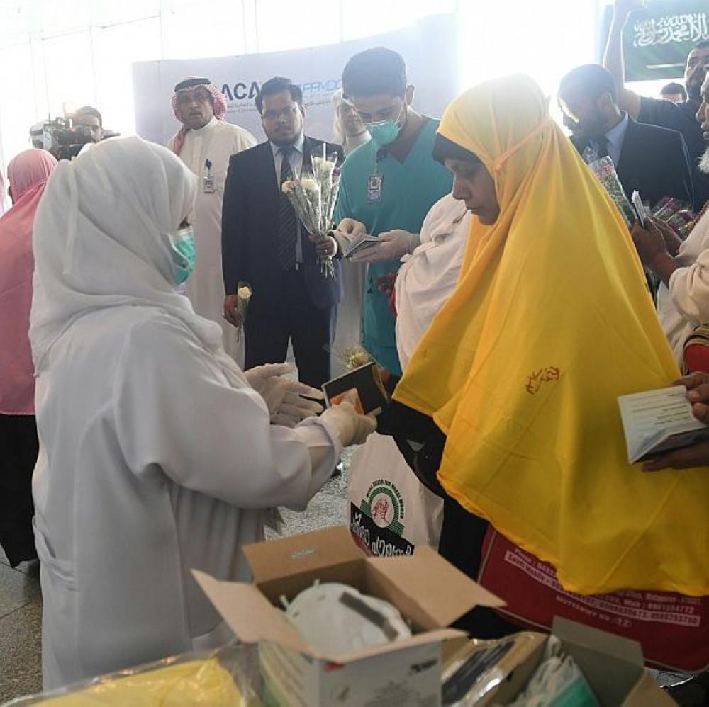 A pilgrim going through the passports, the customs, health offices for vaccination and medical check up on arrival at the Haj terminal of KAIA in Jeddah. — Courtesy photo
