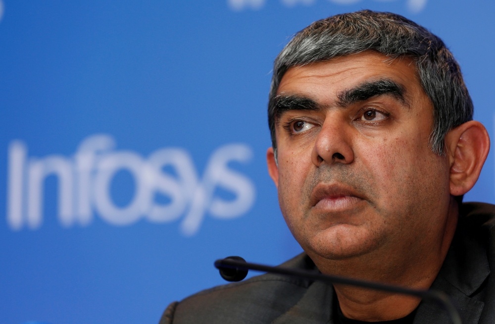 Infosys Chief Executive Vishal Sikka attends a news conference in Mumbai, India, in this file photo.— Reuters