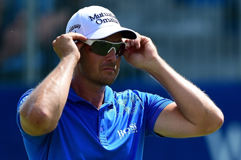 Henrik Stenson of Sweden looks on from the 10th green during the first round of the Wyndham Championship at Sedgefield Country Club on Thursday in Greensboro, North Carolina.  — AFP