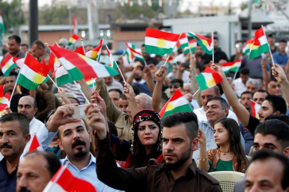 Kurdish people gather in support of a referendum on the secession of northern Iraq’s Kurdish region scheduled for Sept 25, in Kirkuk, Iraq. — Reuters