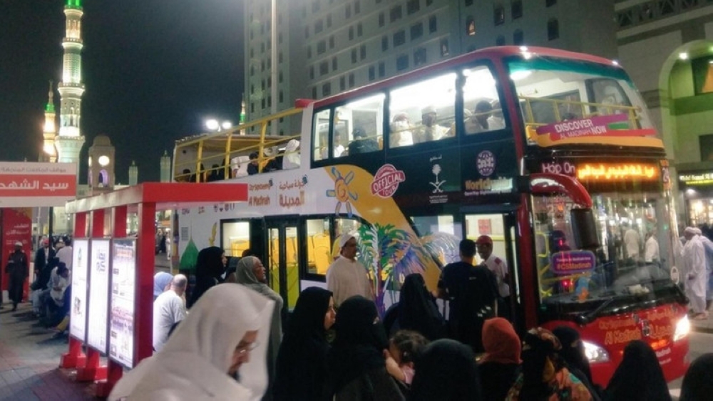 For a guided tour of the Prophet's City, a tourism project has started with five buses in the first stage. The number of buses will increase to 15 later. The service runs for 14 hours daily. — Courtesy photo