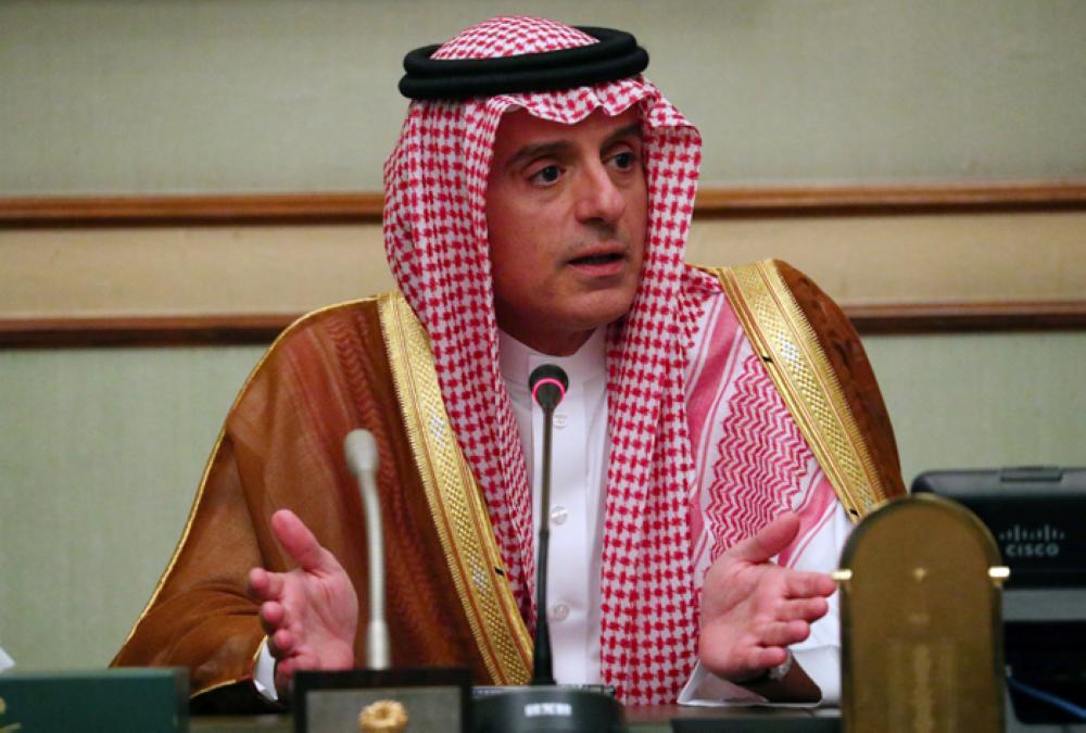 Minister of Foreign Affairs Adel Al-Jubeir speaks at a news conference in London on Tuesday. 