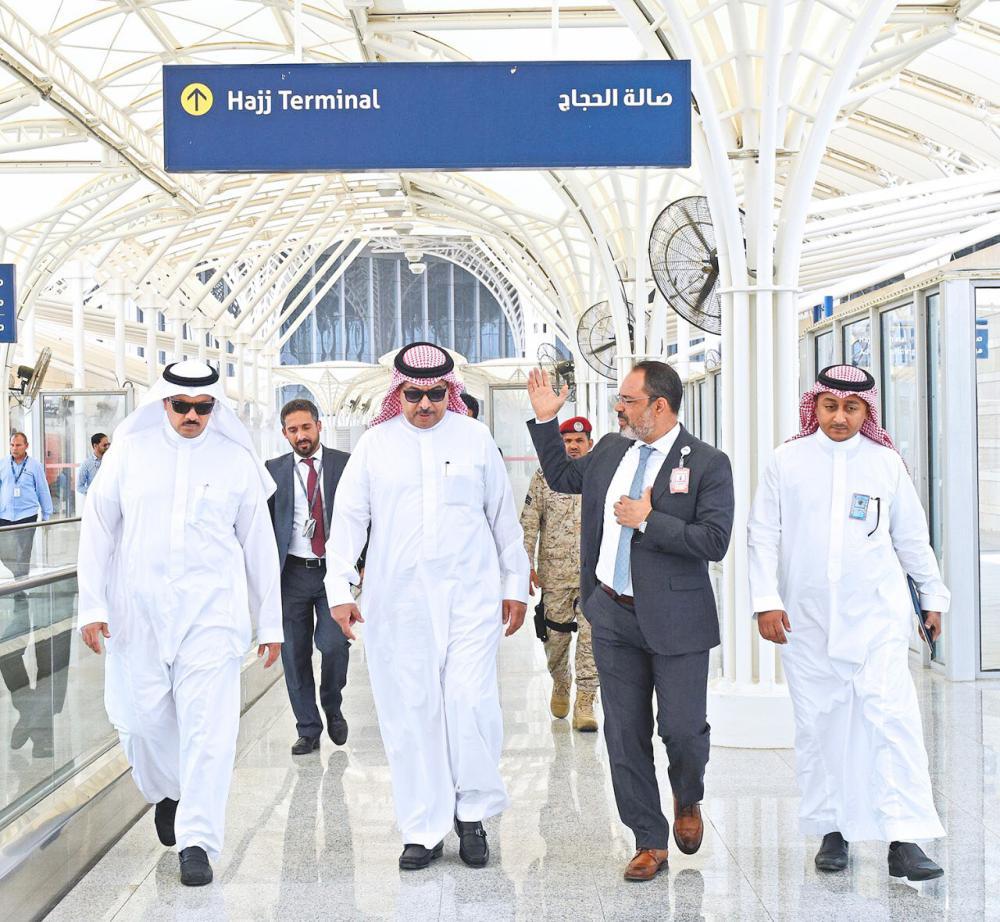 Head of the GACA Abdul Hakim Mohammed Al-Tamimi along with other officials making an inspection tour of Prince Muhammad Bin Abdul Aziz International Airport. — Okaz/SG photo