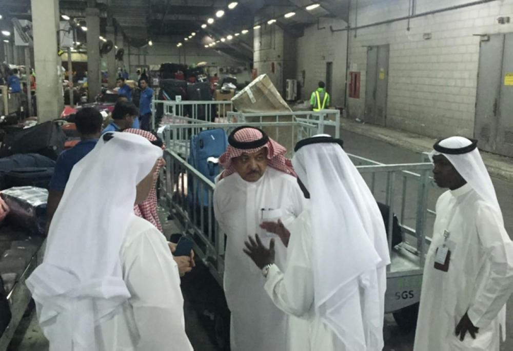 Chairman of the General Authority of Civil Aviation (GACA) Abdulhakeem Al-Tamimi inspects the ground services facilities at King Abdulaziz International Airport (KAIA) in Jeddah on Saturday. — SPA
