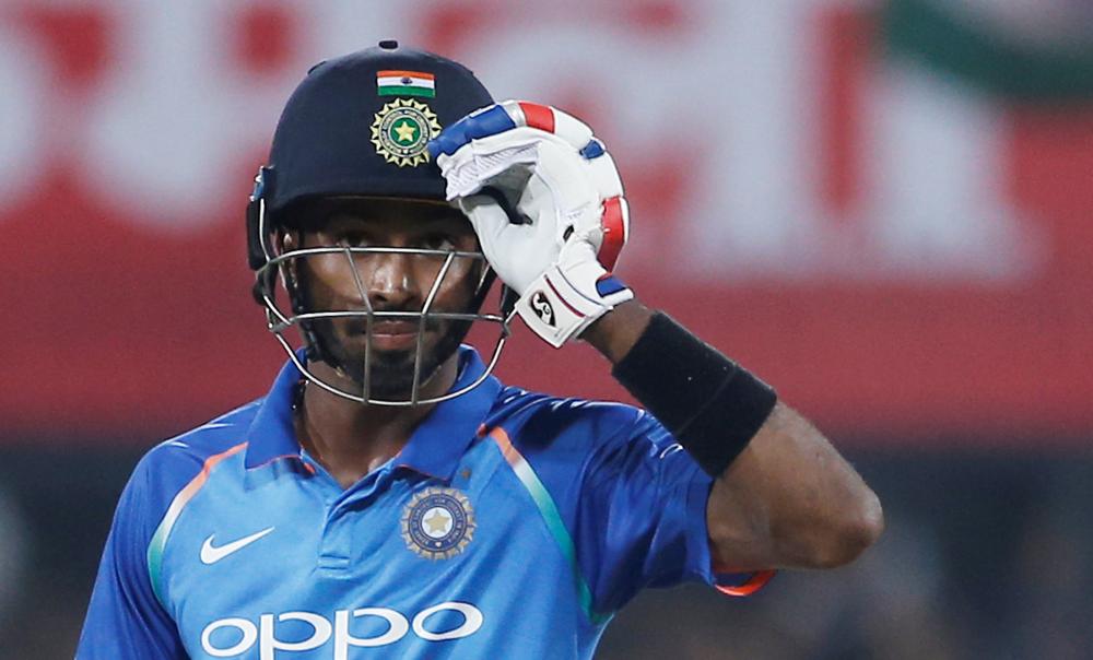 India's Hardik Pandya celebrates his half century against Australia during their third One-Day International match at Indore Sunday. — Reuters