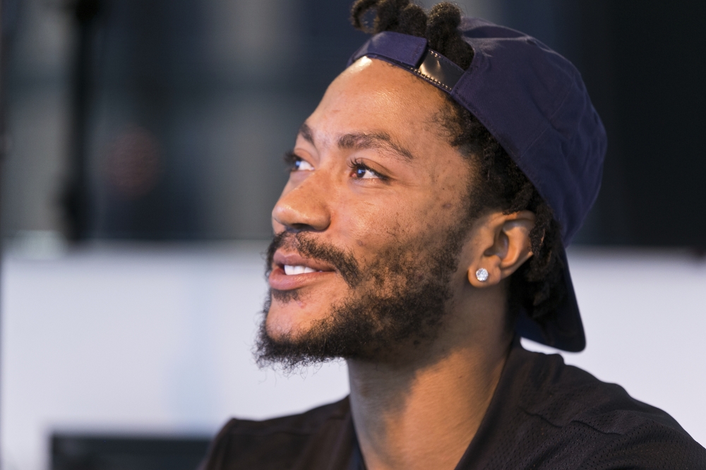 Cleveland Cavaliers point guard, Derrick Rose poses for a photo at his agent's Wasserman Media Group offices in Los Angeles. Several NBA stars changed addresses during the offseason, creating opportunities for players to step into bigger roles on several rosters including Rose. — AP