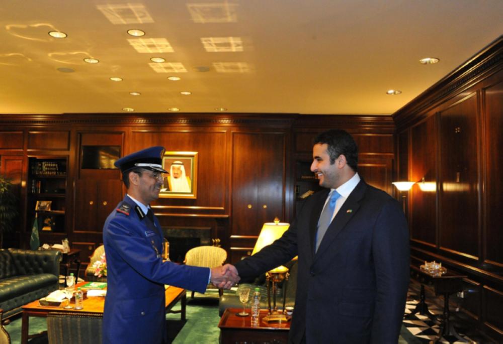 Prince Khalid Bin Salman, ambassador of Saudi Arabia to the United States, decorated Brig. Gen. Yousef Al-Harbi, Saudi military attaché in the US, with his new military rank of major general at a function held at the Saudi Embassy in Washington on Thursday.