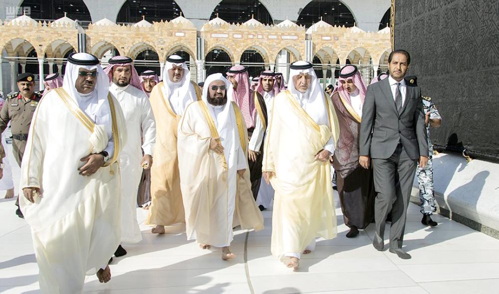 On behalf of King, Makkah Emir washes Kaaba