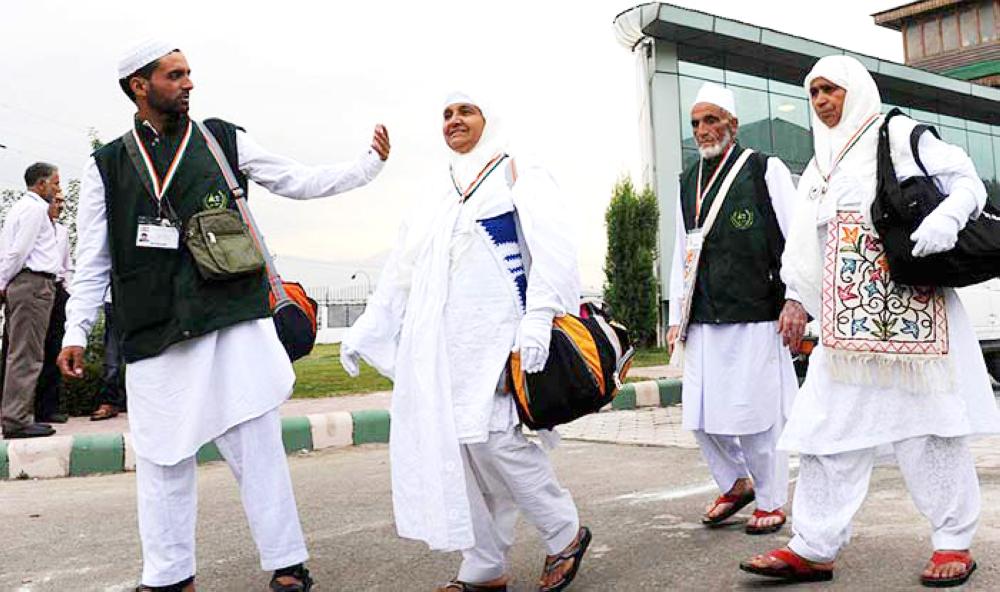 This file photo shows Indian pilgrims leaving for Haj.