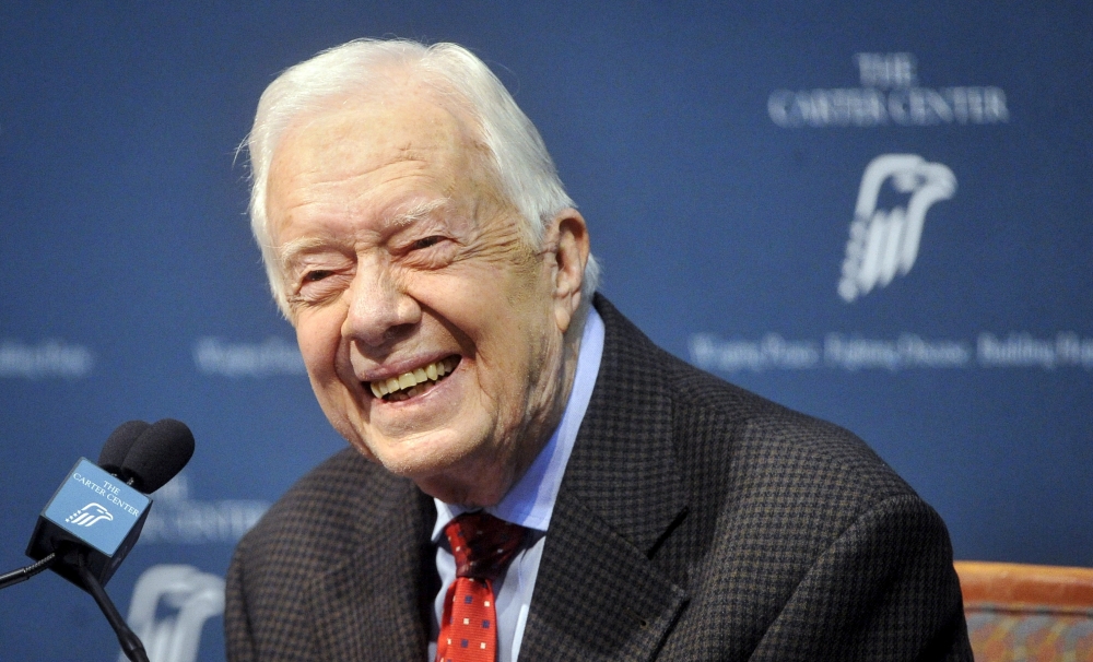 Former US President Jimmy Carter takes questions from the media during a news conference at the Carter Center in Atlanta, Georgia, in this file photo. — Reuters