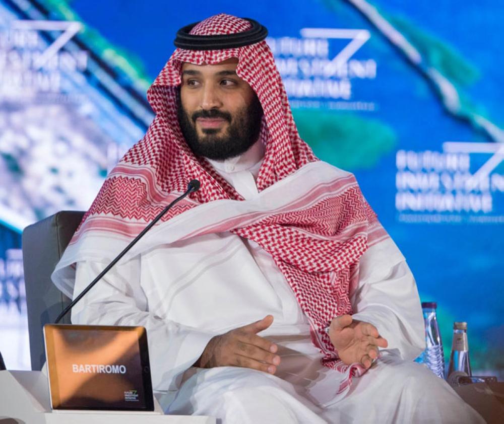 Crown Prince Muhammad Bin Salman, deputy premier and minister of defense, attends a panel discussion at the Future Investment Initiative conference in Riyadh on Tuesday. — Reuters