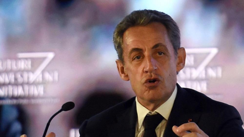 Former French president Nicolas Sarkozy delivers a speech during the Future Investment Initiative (FII) conference in Riyadh, Thursday. — AFP