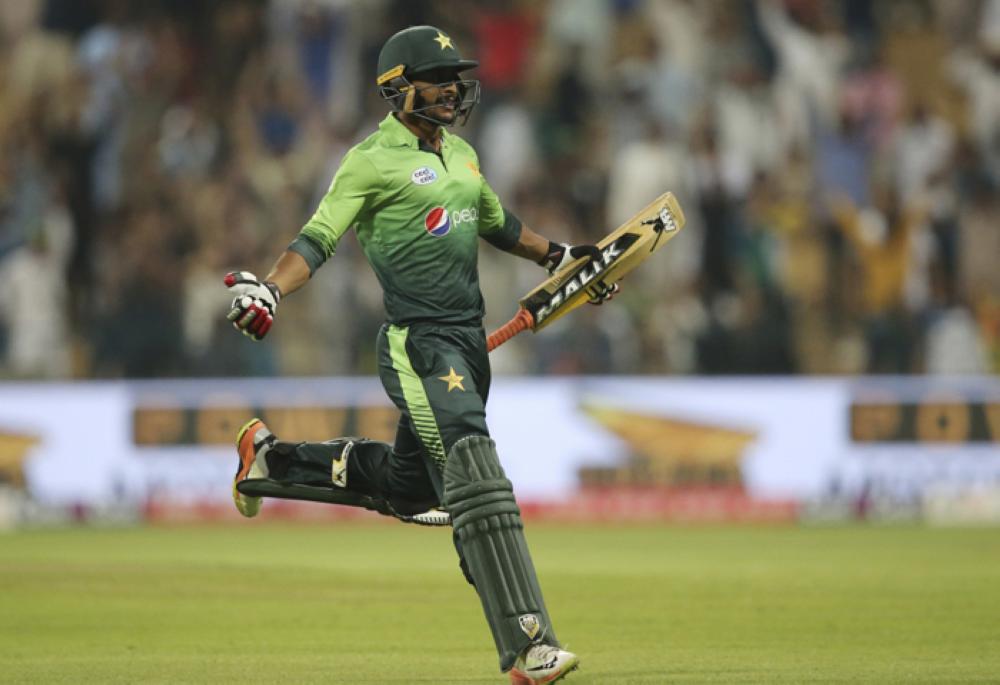 Pakistan's Hassan Ali celebrates after they beat Sri Lanka during their second day of T20 cricket match in Abu Dhabi, United Arab Emirates, Friday. —AP