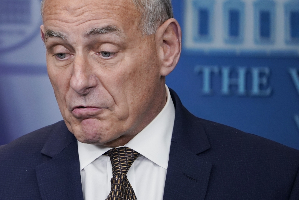 This file photo shows White House Chief of Staff John Kelly speaking during the daily briefing in the Brady Briefing Room of the White House in Washington, DC. White House Chief of Staff John Kelly has triggered a backlash by calling general Robert E Lee, of the pro-slavery Confederate Army, an 
