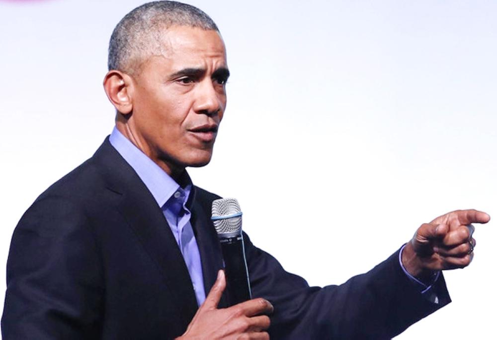 Barack Obama speaks at the Obama Foundation Summit in Chicago, Wednesday. — AFP