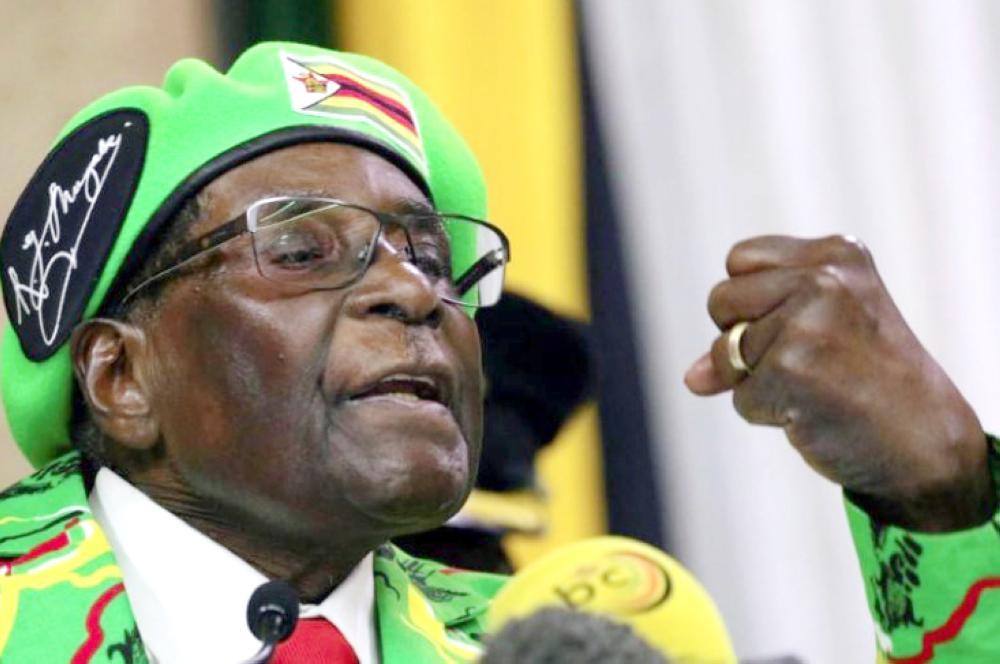 Zimbabwean President Robert Mugabe addresses a meeting of his ruling ZANU PF party's youth league in Harare, Zimbabwe, on Oct. 7. — Reuters