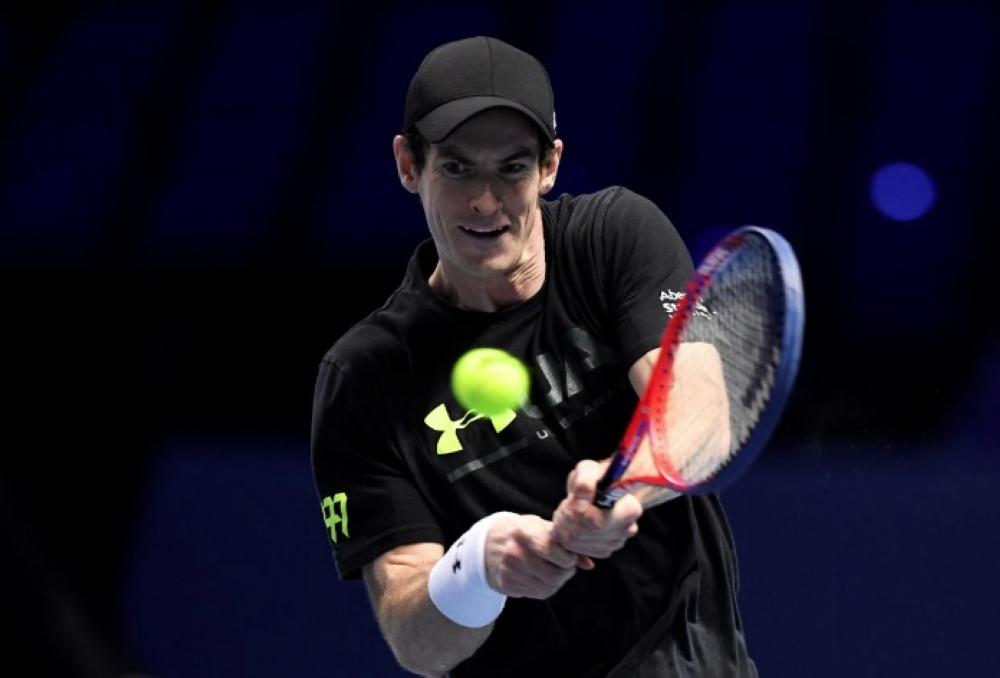 Great Britain's Andy Murray during practice during the ATP World Tour Finals Preview at the O2 Arena, London. — Reuters