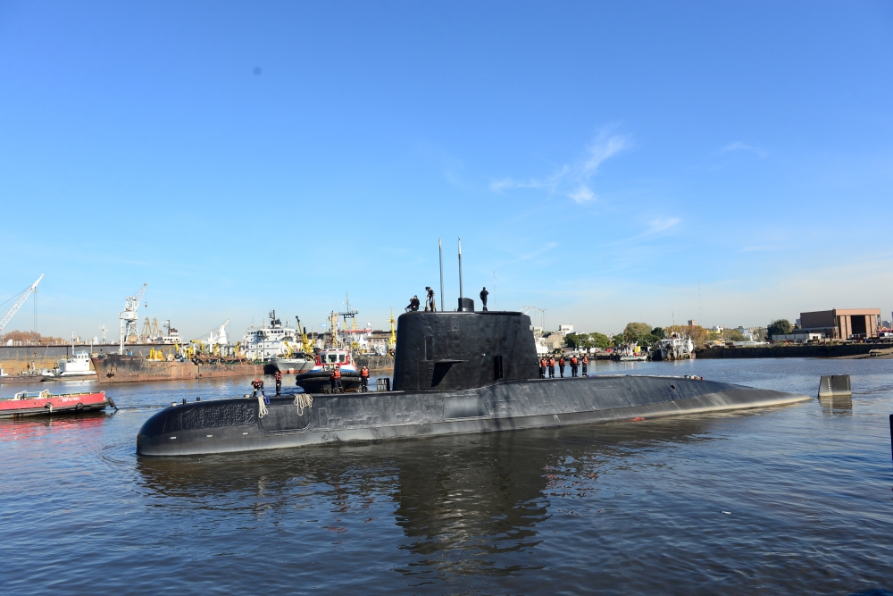 The Argentine military submarine ARA San Juan and crew are seen leaving the port of Buenos Aires, Argentina , in this June 2, 2014 file photo. — Reuters