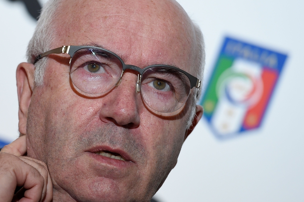 This file photo shows Italian Football Federation (FIGC) president, Carlo Tavecchio attending the presentation of the new jersey of the Italian national football team for the EURO 2016 tournament at the Palazzo Vecchio in Florence. Italian FA president Carlo Tavecchio has resigned a week after Italy's World Cup qualifying fiasco, an FIGC official confirmed on Monday.  — AFP