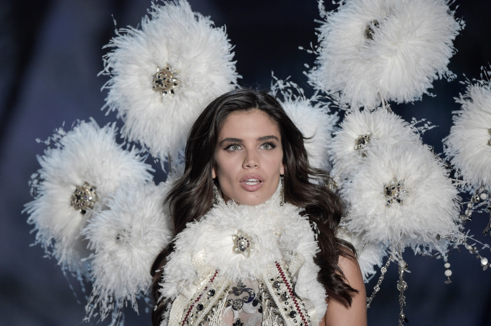 Portuguese model Sara Sampaio presents a creation during the 2017 Victoria's Secret Fashion Show in Shanghai on Tuesday. - AFP