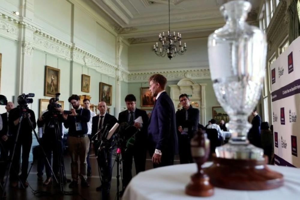 General view of England's Joe Root with the urn and trophy in this file photo. — Reuters