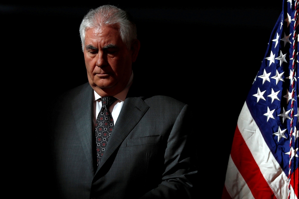 US Secretary of State Rex Tillerson participates in the first meeting of the US National Space Council at the National Air and Space Museum’s Udvar-Hazy Center in Chantilly, Virginia, in this Oct. 5, 2017 file photo. — Reuters
