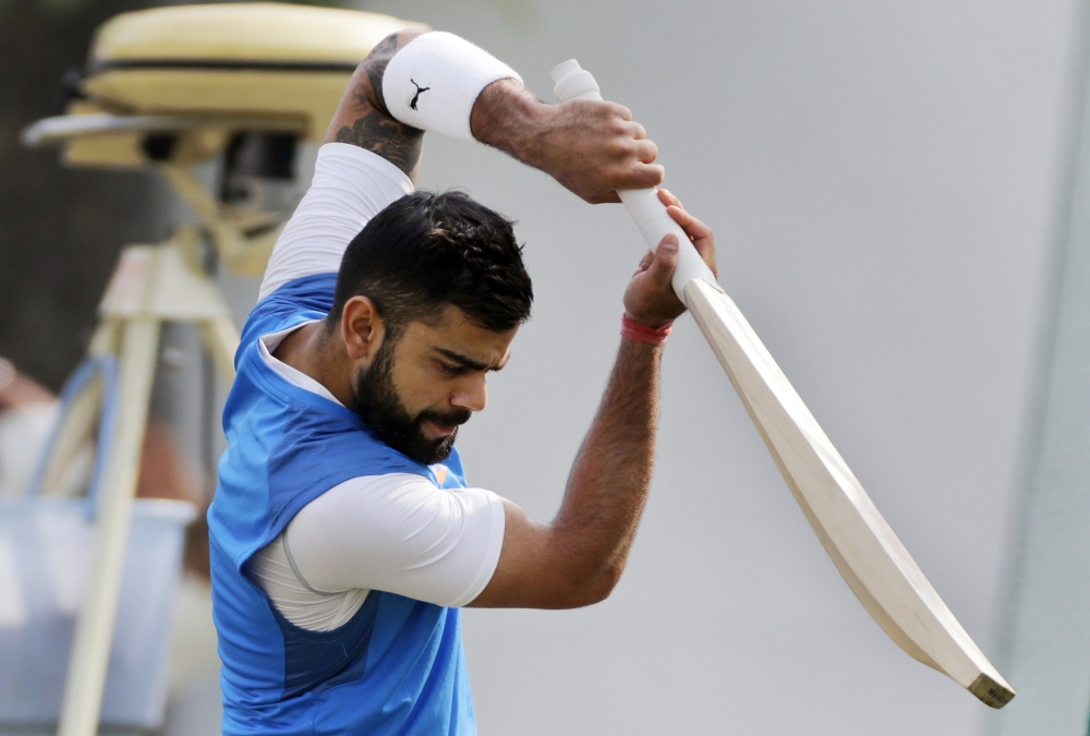 India's cricket captain Virat Kohli is seen during a practice session before their second Test match against Sri Lanka in Nagpur, India, on Thursday. — AP