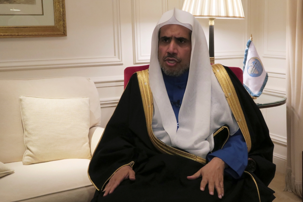 Mohammed Al-Issa, head of the Muslim World League (MWL), speaks during an interview with Reuters at a hotel in Paris, Thursday. — Reuters