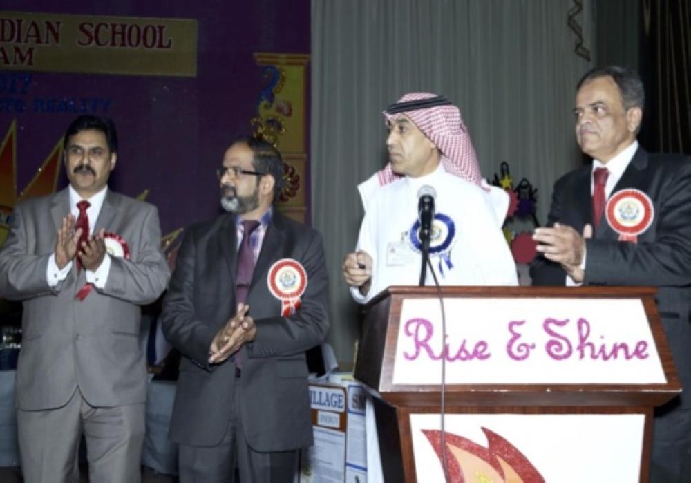 The officials from the Ministry of Education in the Eastern Province accompanied by IISD chairman Dr. Zainul Abedin and Head of Institution Dr. E.K. Shaffe opening the “EduEX-2017” at International Indian School, Dammam early this week. — Courtesy photo
