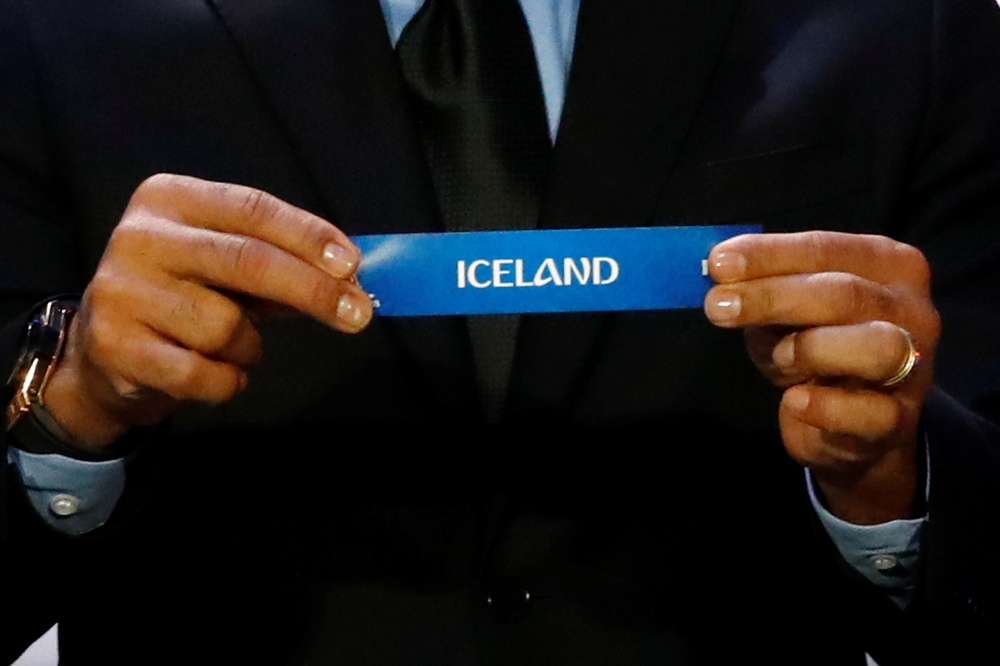 Iceland are pulled out during the 2018 FIFA World Cup Draw at the State Kremlin Palace, Moscow, Russia on Friday. — Reuters