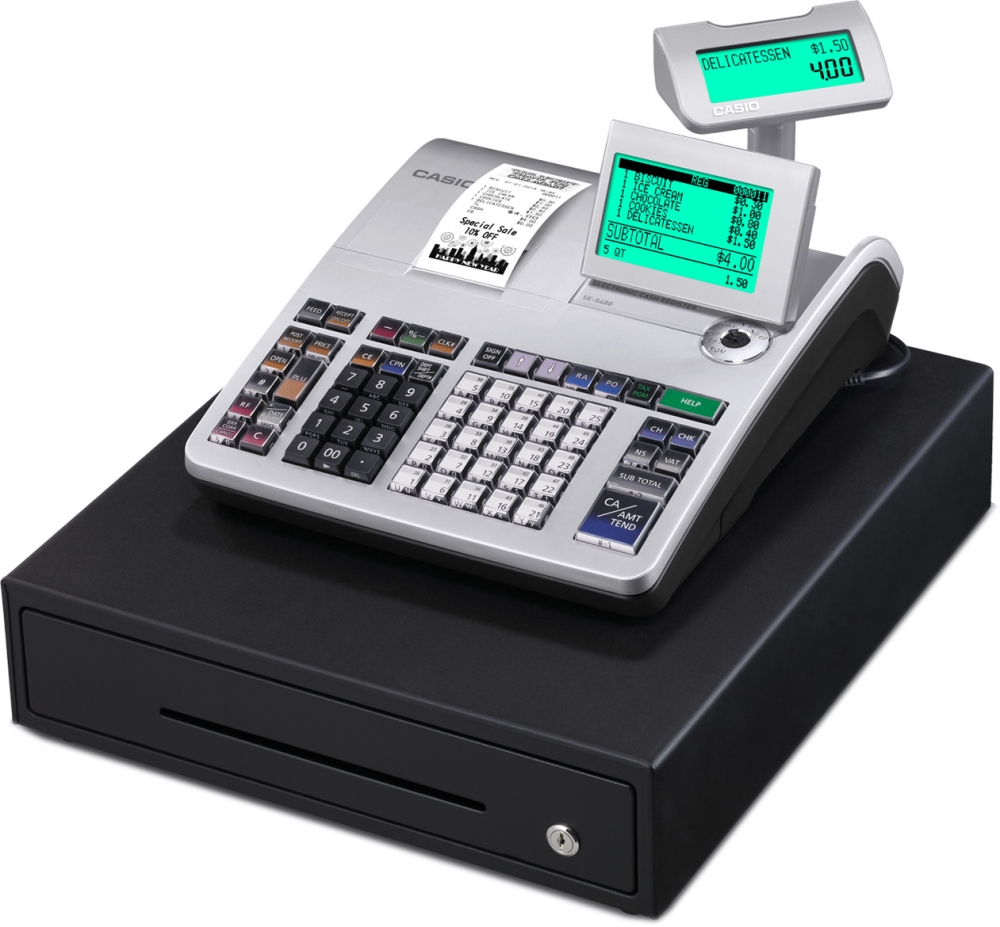 Electronic points of sales and cashier machines in sales outlets already programmed