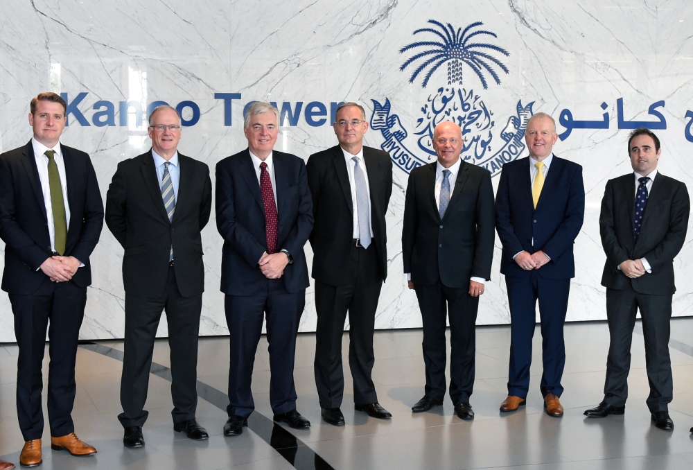 
From left: James Newman, Area Business Director, MEAF, Hyster-Yale Group; Bill Dennison, CCO, YBA Kanoo Group; Colin Wilson, CEO, Hyster-Yale Group; Patrick Chenel, CEO, YBA Kanoo Group; Ian Melhuish, VP Sales, EMEA, Hyster-Yale Group; Harry Sands, MD, EMEA, Hyster-Yale Group; Fergus Burke, Executive General Manager, YBA Kanoo Group.

