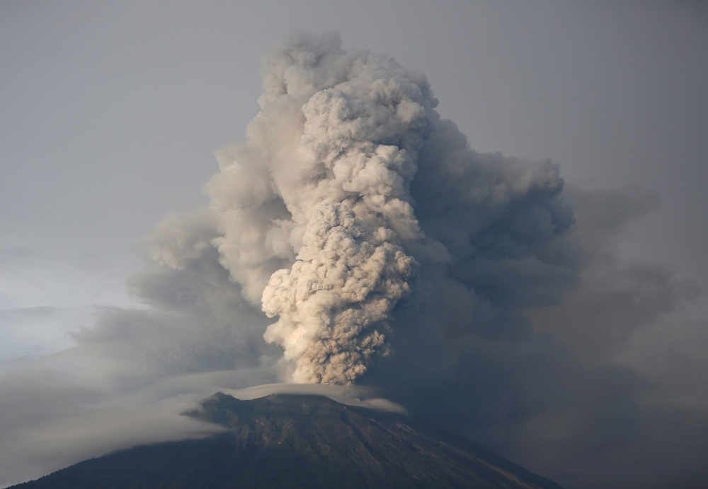 Mount Agung volcano erupts as seen from Kubu, Karangasem Regency, Bali, Indonesia, in this Nov. 28, 2017 file photo. — Reuters