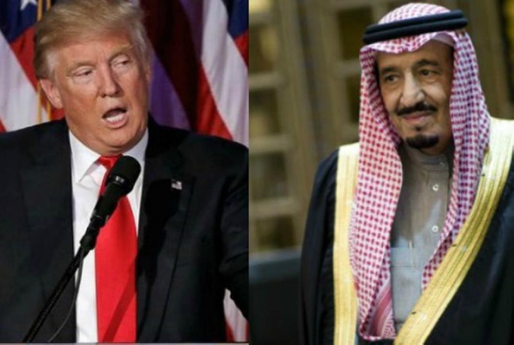 US President Donald Trump (L) and Custodian of the Two Holy Mosques King Salman
