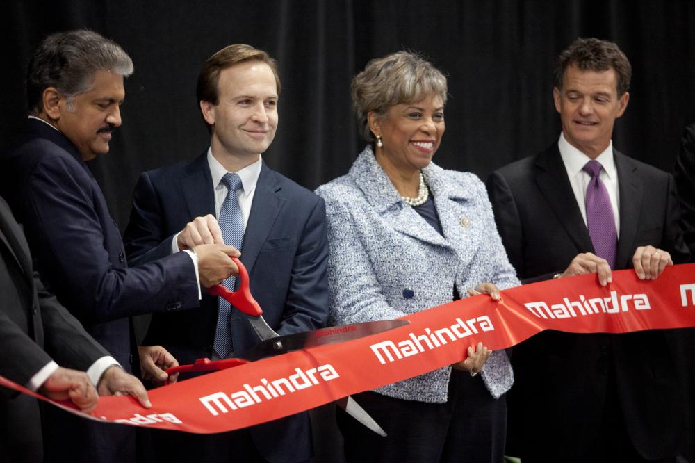 Indian conglomerate Mahindra Group is opening an automotive manufacturing facility in Detroit. — AP