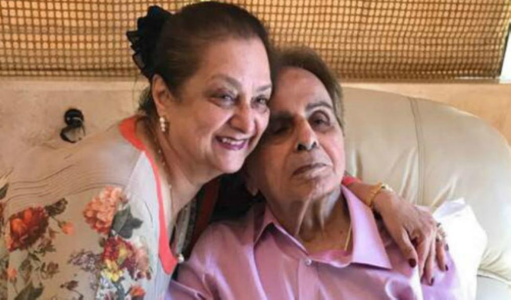 Saira Banu poses with her husband actor Dilip Kumar in this undated photo.