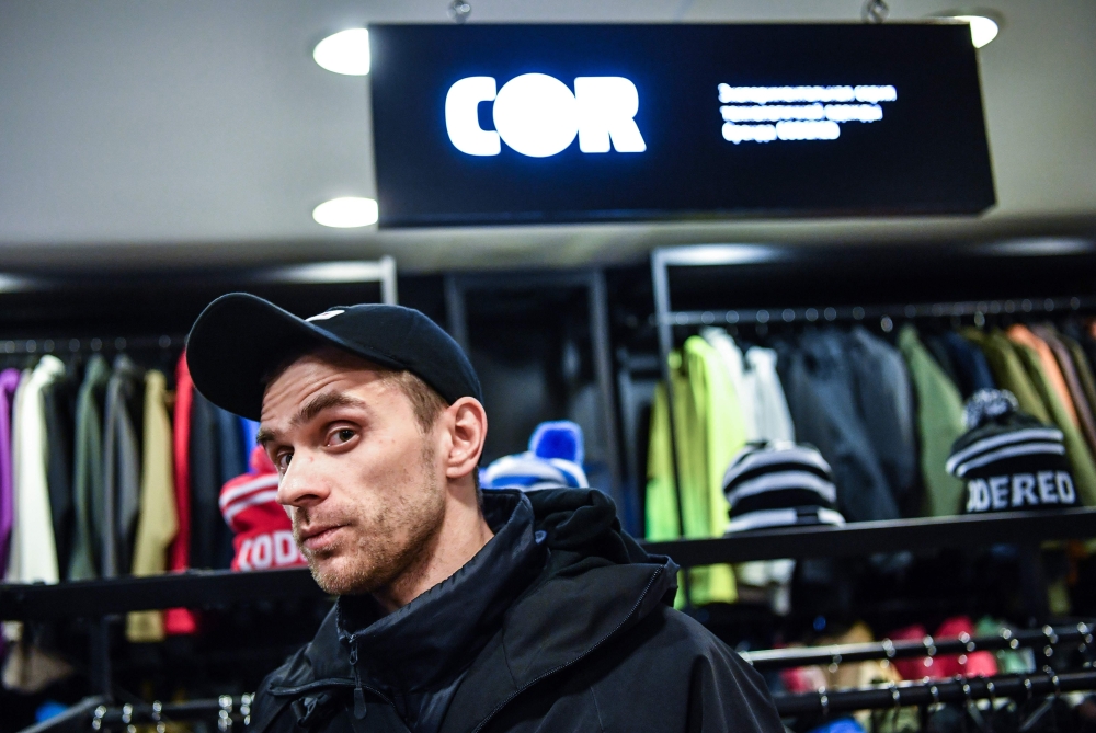 Alexander Selivanov, the founder and the designer at the Russian street style store Codered, poses during an interview in Moscow. Russian street style might not conjure up images of high glamour, but the look is making its mark on the global fashion industry, from the catwalk to the high street. - AFP