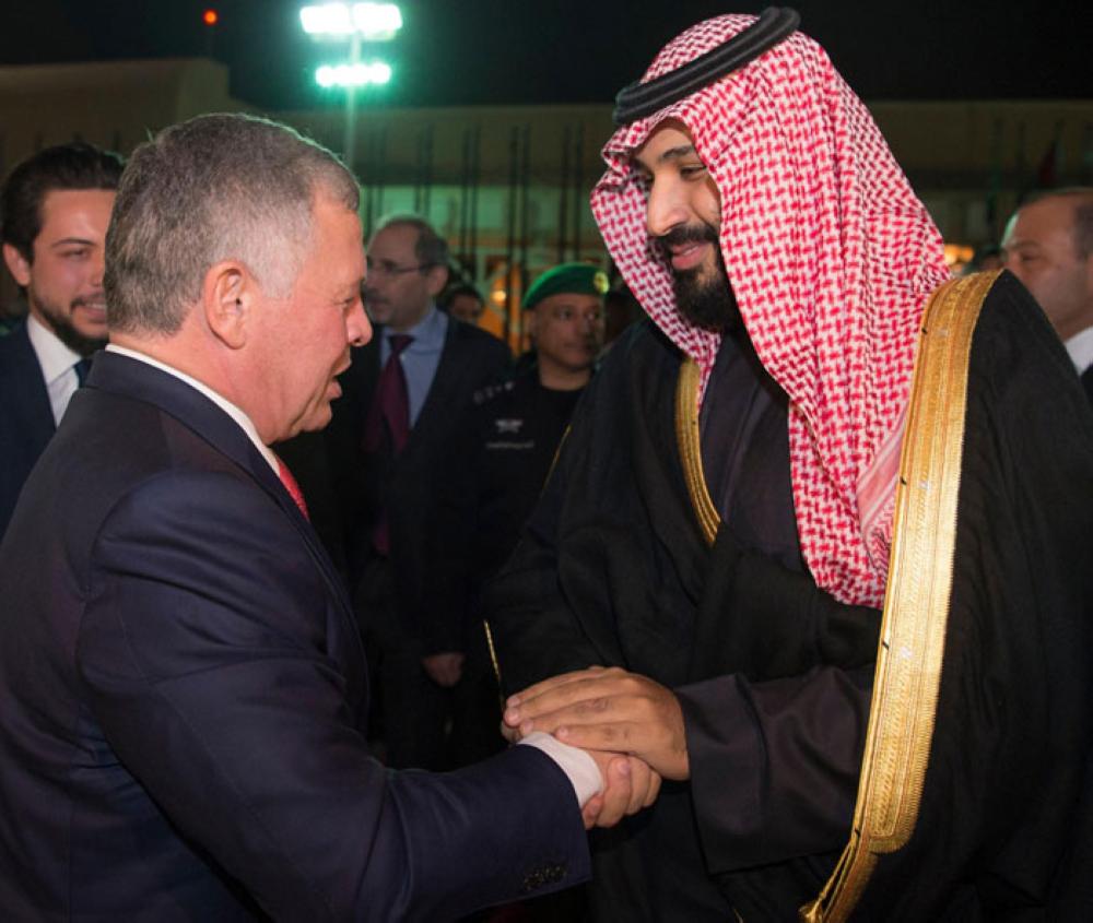 Custodian of the Two Holy Mosques King Salman holds talks with King Abdullah of Jordan at his palace in Riyadh on Tuesday. — SPA