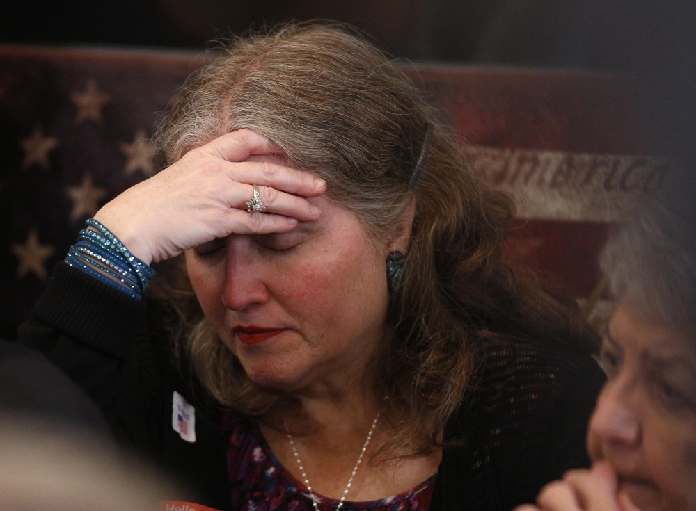 A supporter of Republican US Senate candidate Roy Moore reacts after media began to call the election for rival candidate Democrat Doug Jones, at Moore’s election night party in Montgomery, Alabama, on Tuesday. — Reuters