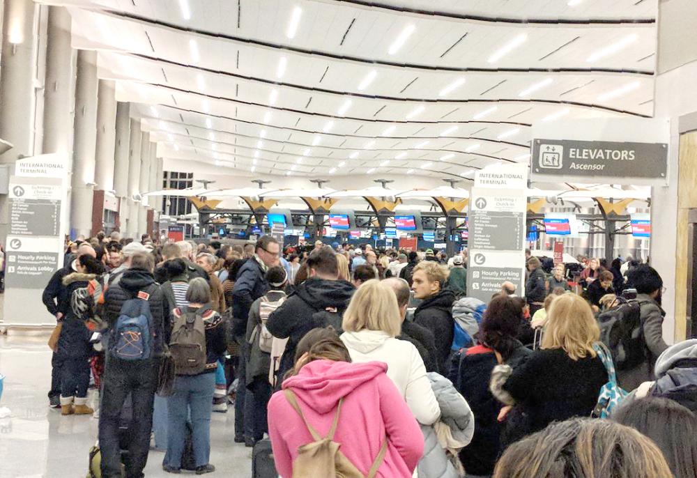 Passengers wait in the terminal of the Atlanta Hartsfield-Jackson airport in Atlanta, Georgia, on Monday. — AFP