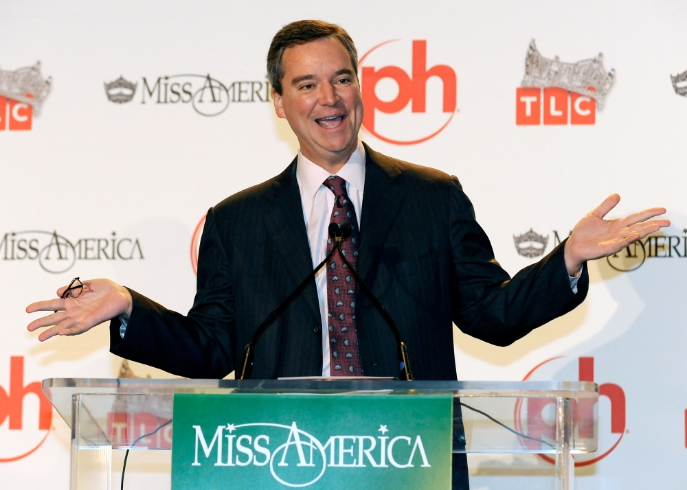 This file photo taken on January 27, 2010 shows suspended CEO of the Miss America Organization Sam Haskell speaking during a news conference for judges in the 2010 Miss America Pageant at the Planet Hollywood Resort & Casino in Las Vegas, Nevada. - AFP