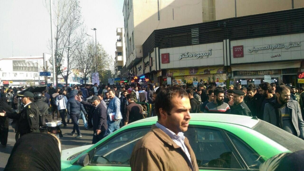 Protesters gather in Enqelab Street in central Tehran. — Social media