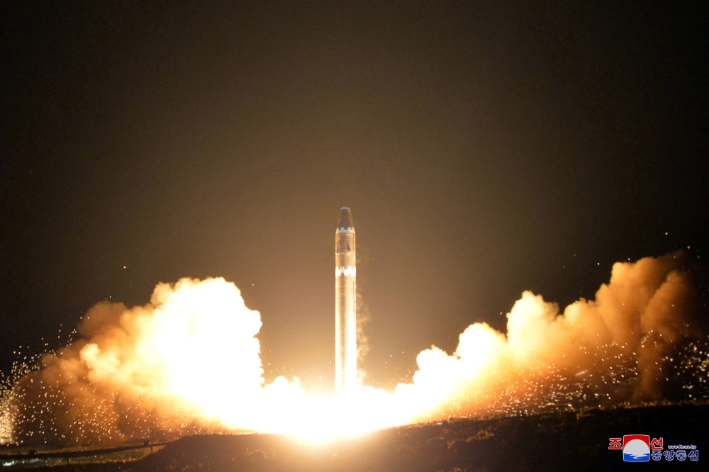 FILE - This Nov. 29, 2017 file image provided by the North Korean government shows what the North Korean government calls the Hwasong-15 intercontinental ballistic missile at an undisclosed location in North Korea. — AP
