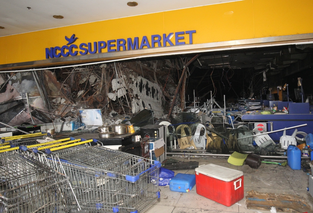 A view of a mall after it was gutted by a fire in Davao city, Philippines, on Friday. — Reuters